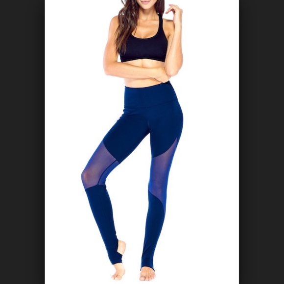 Electric Yoga- Blue Empowering Sheer Mesh Leggings - Picture 1 of 3